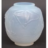 Sabino opalescent glass globular vase decorated with dragonflies and