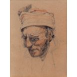 JOSEPH STANNARD (1797-1830, BRITISH) Study of an old man's head with cap pencil with coloured
