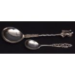 Mixed Lot: Dutch figural spoon, cast and applied finial depicting an angel holding a key and