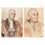 *DAME LAURA KNIGHT, RA, RWS (1877-1970, BRITISH) Portraits of a Mayor two charcoal and pastel