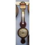 Mid-19th century mahogany and boxwood line inlaid wheel barometer, J Sordelli 17 Leather Lane,