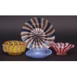 Small collection of various coloured Venetian glass plate, bowl etc, various sizes (4)
