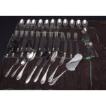 Mid-20th century Italian flatware and cutlery service for twelve comprising soup spoons, dinner