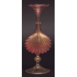 Decorative Murano shell vase raised on a single knopped stem with spreading circular foot, 9ins high