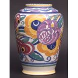 Poole Pottery (Carter Stabler Adams) large baluster vase, typically decorated in bright colours with