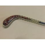 Circa 1910 bead filled walking stick or frigger with multi-coloured bead filled interior, 48ins long