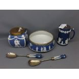 Wedgwood jasperware silver plated salad bowl and servers together with a Wedgwood style lidded