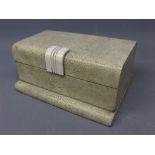 Art Deco and beechwood interior cigarette box, covered in shagreen, 7ins x 4 1/2 ins