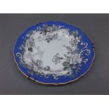 19th century Kaolin ware Florentine blue and grey plate, 9 1/2 ins diam