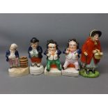 Group of 19th century Staffordshire wares to include a pepperette with cobalt blue jacket and
