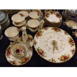 Part set of Royal Albert Old Country Rose comprising 7 cups and saucers, further vase, plate