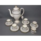 Wedgwood Colonnade part coffee set comprising coffee pot, 6 coffee cans and 5 saucers