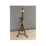 Copper electrically converted side light with adjustable column, 17ins tall