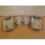 Mixed Lot: two various early 20th century electro-plated serving dishes, one of rectangular, the