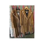 Vintage full length pale mink coat (un-named), 44ins long, together with a three-quarter length pale