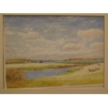 George Stanfield Walters, signed and dated 1910, watercolour, Fenland landscape, 10 x 13 1/2 ins