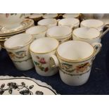 Three Aynsley banquet coffee cans and saucers together with a further set of Wedgwood Cuckoo set