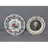 Modern Josiah Wedgwood bi-centenary plate, together with a further stoneware plate with floral