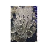 Group containing assorted 20th century cut glass drinking glasses to include 4 tumblers, wine