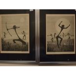 Michael N Oxenham, signed two limited edition prints, "The Dance (36/280)" and "The Hunt (16/