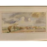 Marjorie Lewis, signed watercolour, "Spring Sunshine at Mautby, near Great Yarmouth", 5 1/2 x 12ins