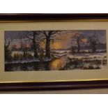 Kevin Curtis, signed and dated '01, acrylic, "A New Day", 8 x 20ins