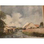 F M Widdup, signed oil on board, "Bard Lane, Salthouse", 18 x 23ins