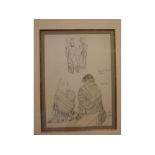 Unsigned pencil drawing, Figurative studies, 5 x 4ins