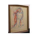 *Jason Monet, signed and dated 72, crayon drawing, Head and shoulders portrait of a lady, 29 x 21ins