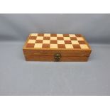 Mid-20th century chess board with bone carved figures of warriors, largest 4ins