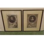 After Lely, engraved by Houbraken, pair of antique black and white engravings, Sir Henry Vane and