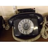 Blue Bakelite 1977 commemorative Queen's Jubilee telephone and further grey plastic bell box