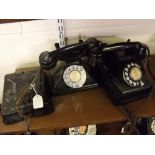 Black Bakelite pyramid telephone together with further black Bakelite bell box, together with