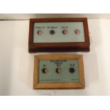 Beechwood cased billiard room No 2 bell indicator by A Lewin & Co with 3 apertures, together with