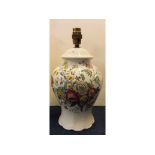 Copeland Spode Great Britain Gainsborough printed oil lamp with floral detail (no shade), 13ins tall