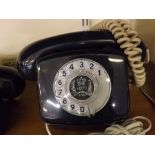 Blue Bakelite 1977 commemorative Queen's Jubilee telephone and further grey plastic bell box, with