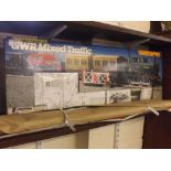 Boxed Hornby Railways electric train set GWR Mixed Traffic, together with matting and signs