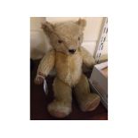 Vintage mohair teddy bear with straw filling, 12ins tall