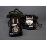 Black Bakelite telephone model no 328F PL56-2A with pull-out tray, together with a further black