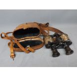 Pair of vintage Lumex binoculars, 8 x 24 magnification, with fitted leather case (a/f)