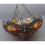 Reproduction Tiffany style lampshade with dragonfly decoration, 17ins diam