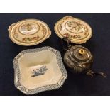 Pair of Johnsons Bros Indian Tree circular tureens, a further Woods & Sons Yuan tureen base and a