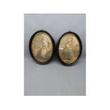 Pair of 19th century oval stipple engravings of classical figures (2)