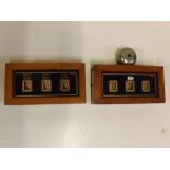 Near pair of 19th century butler's indicators by Gent's of Leicester, with 3 apertures with gilded