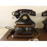 Black Bakelite pyramid telephone together with separate bell box, no 162B