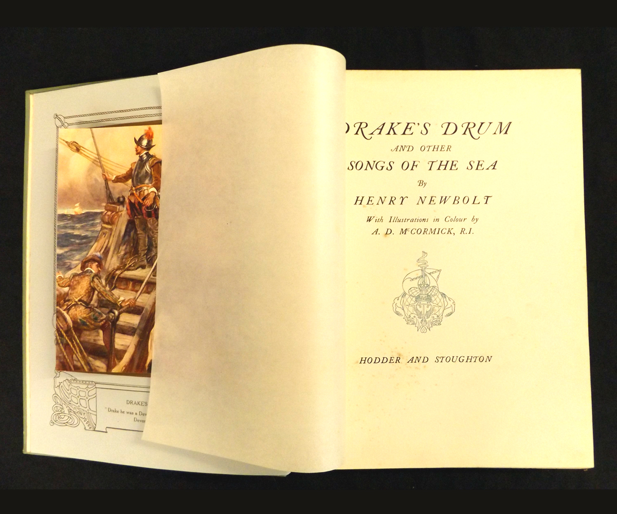 HENRY NEWBOLT: DRAKE'S DRUM AND OTHER SONGS OF THE SEA, illustrated A D McCormick, [1914], 1st - Image 2 of 3