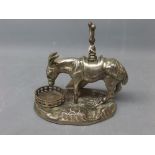 Silver plated model of a donkey with Victorian impressed diamond to saddle, 4ins wide x 4ins tall