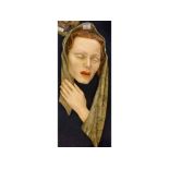 Leonardi painted plaster mask depicting the head of a lady in Art Deco style, impressed No 285 and