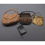 Box of mixed lot of three vintage ladies beadwork purses