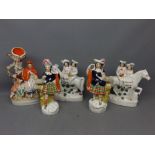 Collection of five various Staffordshire figures, includes a Red Riding Hood spill vase etc, various